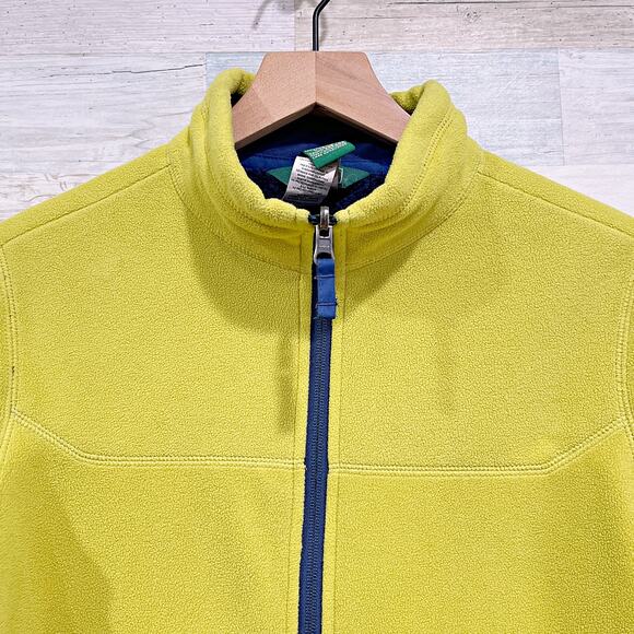 LL Bean Fleece Full Zip Jacket Yellow Mock Neck Pockets Hiking Boys Large 14 16 - Picture 2 of 8
